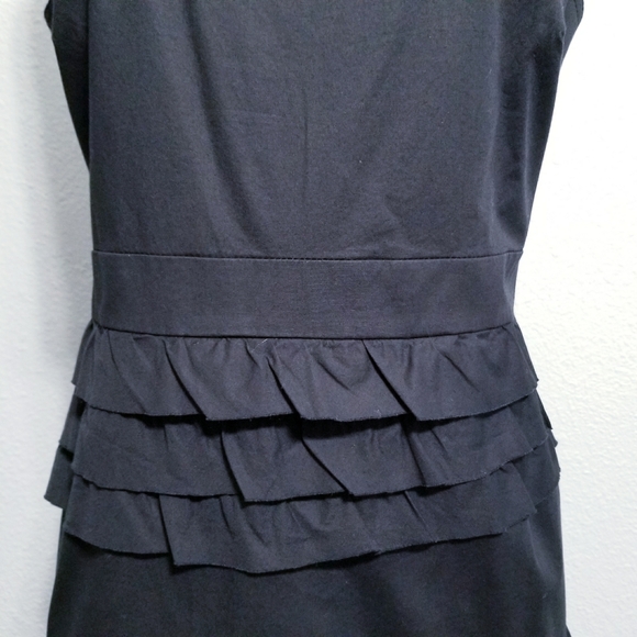 Tahari Levine black ruffle glam LBD party office dress 10 - Picture 4 of 7